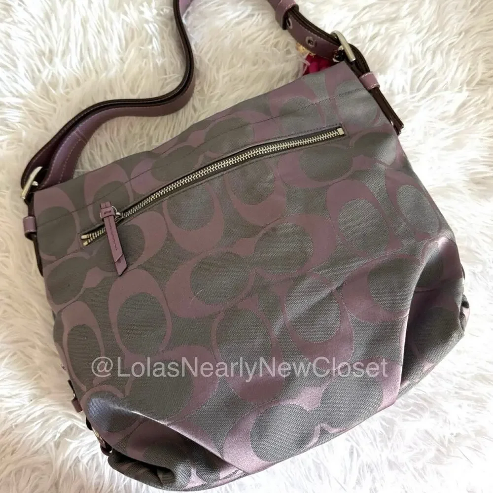 COACH Purple Signature Canvas Duffle Shoulder Bag Crossbody